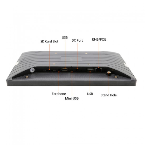 10.1 Inch Compact Displays for Digital Signage, 10 Point Capacitive Touch and PoE with Desktop bracket